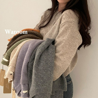 Waroom|現貨19258 韓系軟糯簡約圓領多色長袖針織毛衣|女裝|親膚|基礎款|針織上衣|長袖上衣|毛衣|百搭