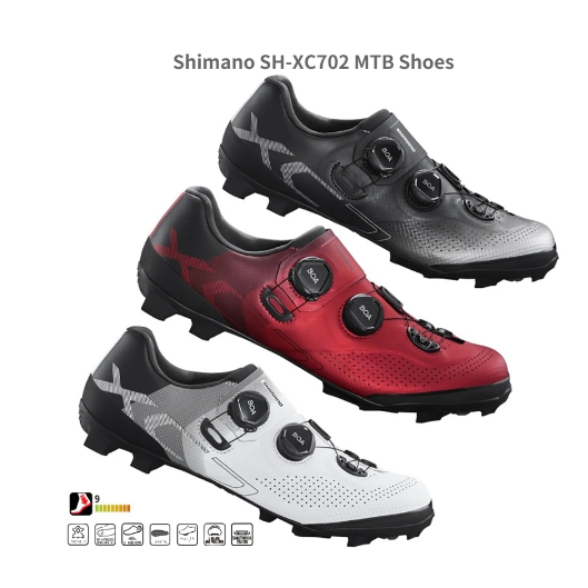 SHIMANO XC702 登山車越野競賽級卡鞋 紅白黑三色 -石頭單車