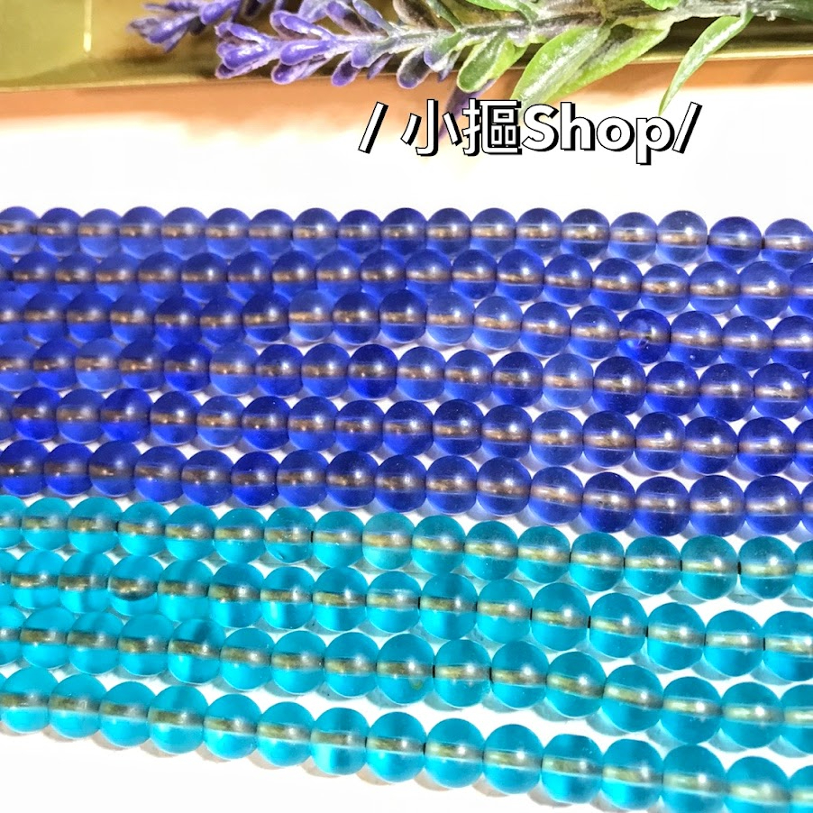 小摳飾品配件/DIY琉璃珠 尼泊爾琉璃/約6mm尼泊爾薰衣草紫與清透海藍琉璃條珠(一條約70公分,125顆)