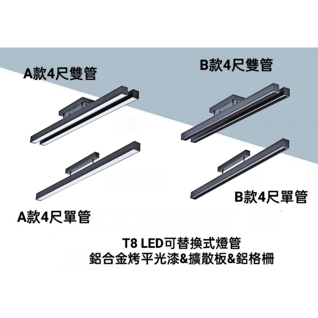 台灣製造 24H出貨 4351 鋁合金 T8 LED 4尺 吸頂式日光燈/可替換燈管維修換裝最便利
