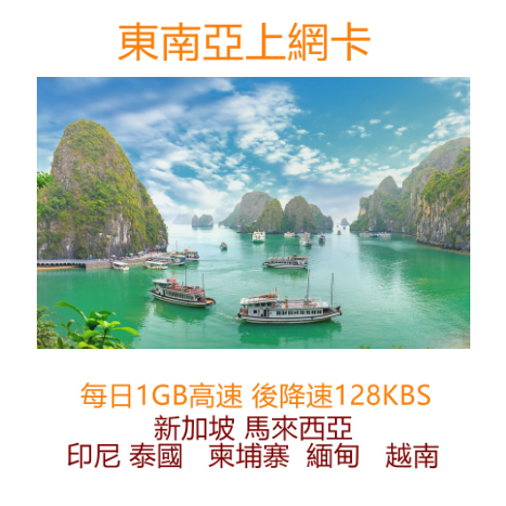 【國際通】 新加坡 馬來西亞 印尼 泰國 柬埔寨 越南 東南亞上網卡 每天1GB後降速 隔日恢復