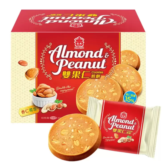 Biskuit Almond &amp; Peanut COSTCO 義美 雙果仁煎餅花生 + 杏仁口味 16公克 X 60入