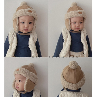 [台灣現貨] 寶寶毛帽 嬰兒毛帽 寶寶護耳帽 卡其 寶寶帽子 嬰兒帽子 兒童保暖帽 寶寶飛行帽 兒童毛帽 兒童飛行帽