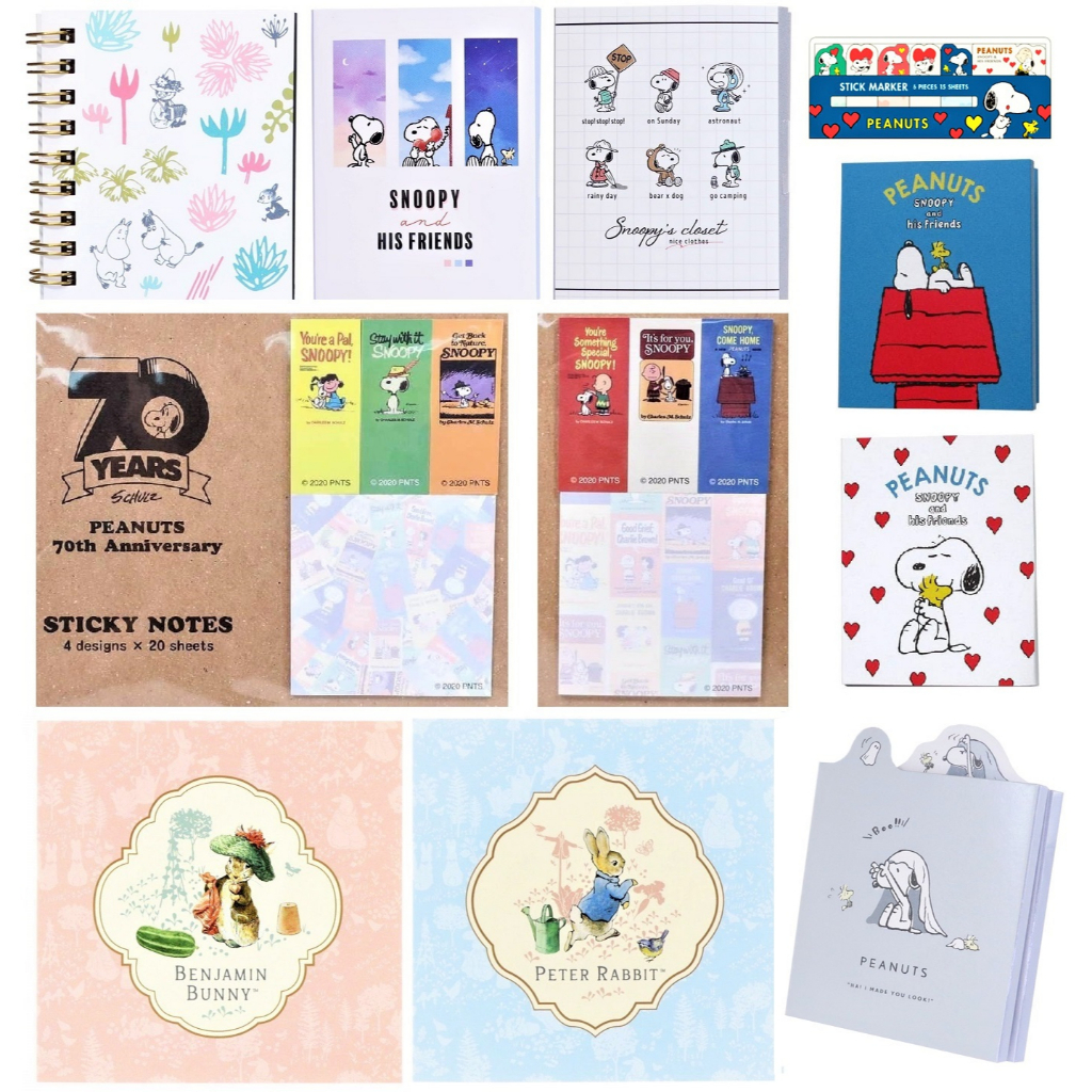 日本原裝 MOOMIN 全新正品 姆明 彼得兔 史努比 嚕嚕米 亞美 手帳貼 留言貼紙 書本型 便利貼 便利貼本 現貨