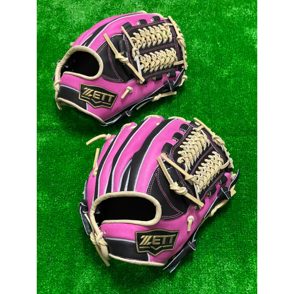 棒球世界ZETT SPECIAL ORDER 訂製款棒壘球手套特價內野12吋內網L7粉黑配色