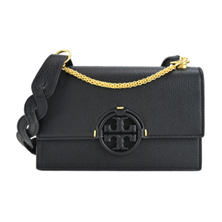 TORY BURCH MILLER 雙T黑字LOGO鍊帶編織手提/肩背包-小/黑｜JS Maxx官方旗艦館