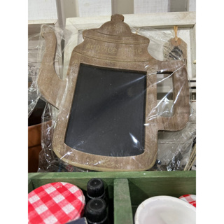鄉村風zakka 復古刷色茶壺造型刷舊黑板