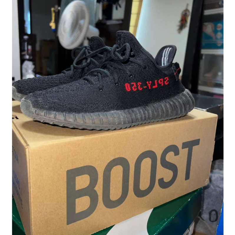 「二手正品-八成新」ADIDAS YEEZY BOOST 350 V2 BLACK CP9652 _含鞋盒