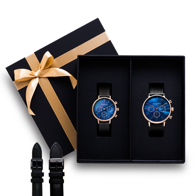 【THEODORA'S】對錶禮盒-Orpheus對錶+替換錶帶禮盒4入組-藍面米蘭[小錶面]&amp;藍面米蘭【希奧朵拉】