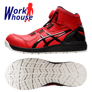 【Work house】Asics 亞瑟士 CP304 BOA 長筒工作鞋 防護鞋 塑鋼頭 3E寬楦 防滑防油 紅x黑