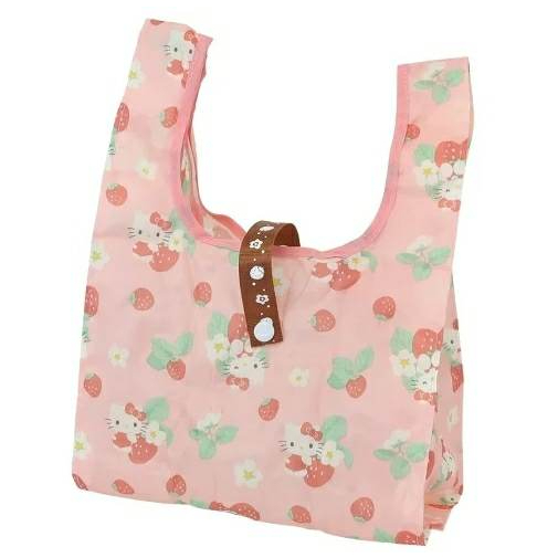 HELLO KITTY草莓摺疊購物袋 手提包 購物袋 手提袋 便當袋 午餐袋 收納環保袋（現貨）