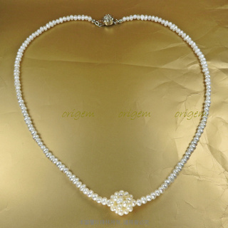 珍珠林~繡球真珠項鍊(白色)~純正天然淡水珍珠#349