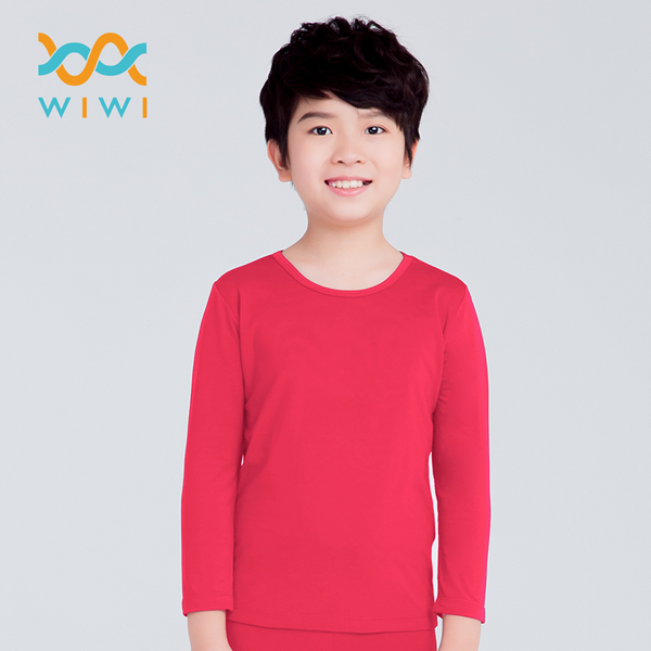 【WIWI】MIT溫灸刷毛圓領發熱衣(朝陽紅 童70-90)0.82遠紅外線 迅速升溫 加倍刷毛 3效熱感 輕薄顯瘦