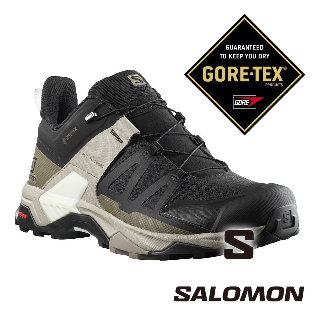 【SALOMON 法國】男 X ULTRA 4 GTX 低筒登山鞋 『黑/復古卡其/香草白』412881