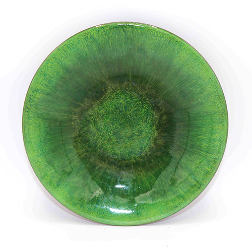 紫砂琺瑯藝術器皿 翠綠 茶盤 點心盤 直徑16公分 林靖崧老師作品「茶有大益」