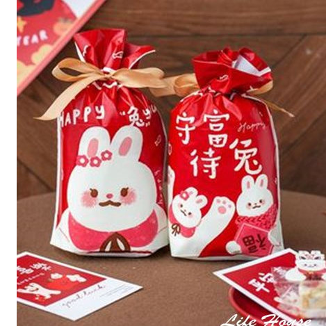 可愛兔子造型 兔耳朵包裝袋 兔子束口袋抽繩袋 糖果餅乾零食包裝袋 包裝袋 幼兒園 禮品烘培包裝袋