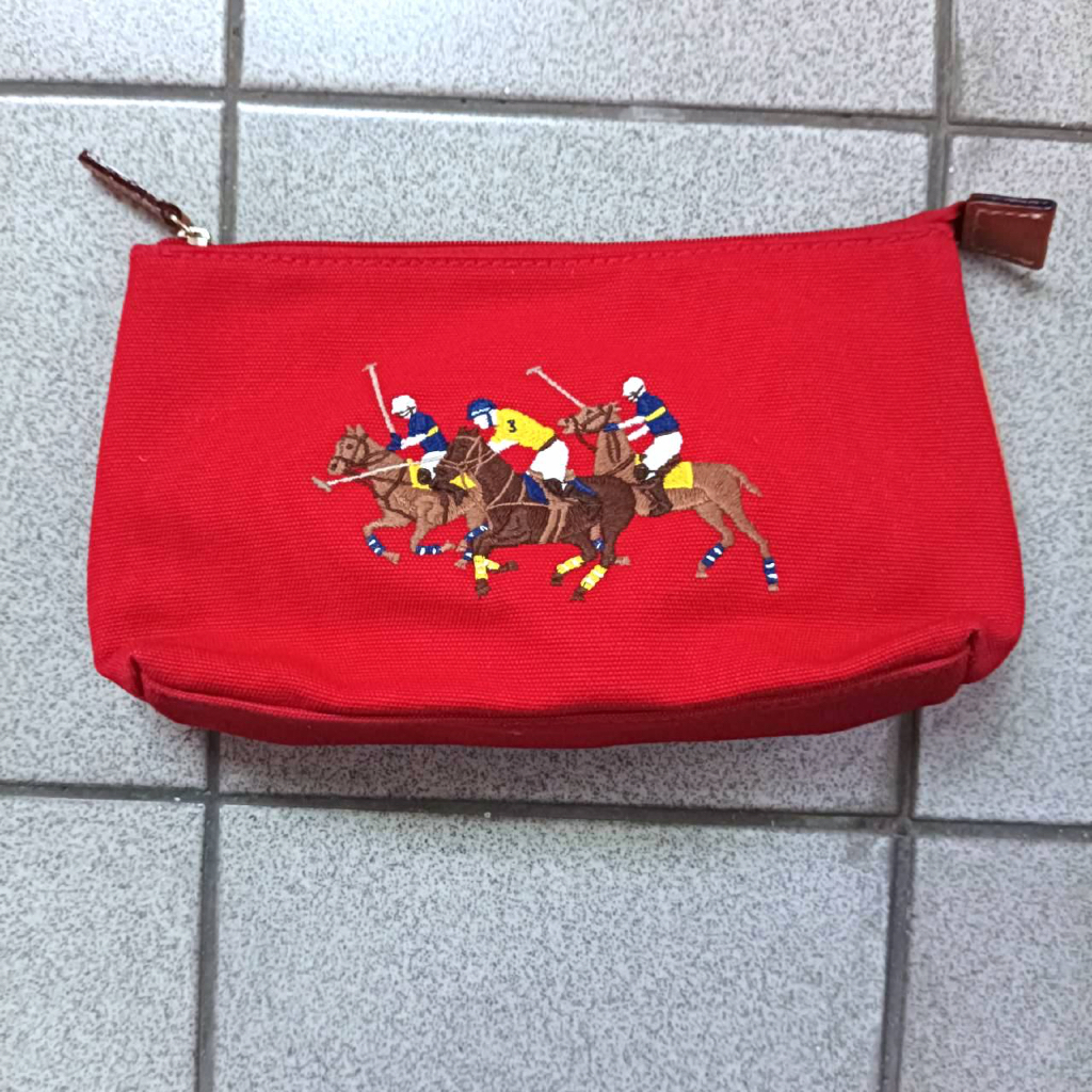 二手精品 polo ralph Lauren 包包 小包 紅色 手拿包 收納小包 晚宴包 名牌 正品