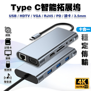 【4K 高畫質】Type C Hub 轉接器│TypeC SWITCH 網路 USB 讀卡 機 Mac 可接HDMI螢幕
