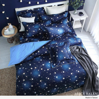 台灣製造【艾莉絲-貝倫】(5x6.2呎)六件式雙人(100%純棉)鋪棉床罩組(藍色)T6H-F-202-BU-閃耀星空