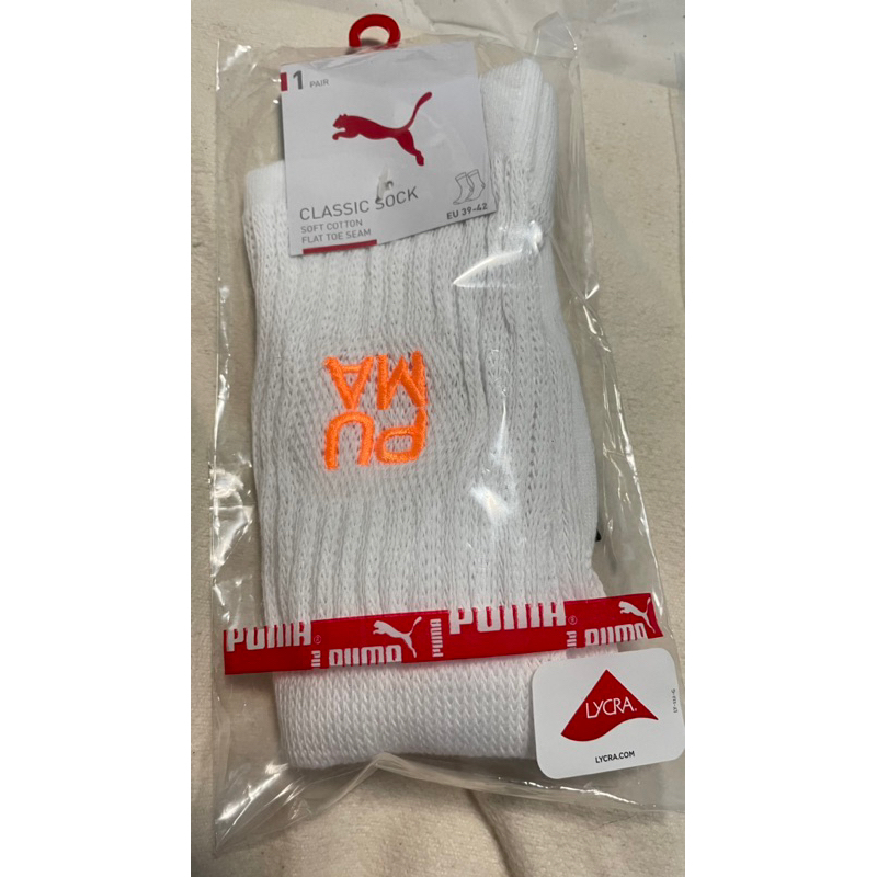 正版 PUMA 橘色logo襪子