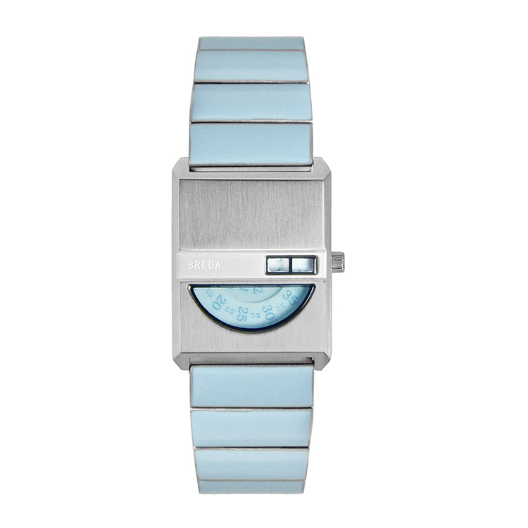 BREDA 美國設計師品牌女錶 | Tandem系列 長方形數字+時間顯示造型手錶 - 藍1747D