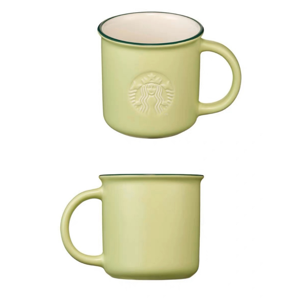 Starbucks官方正品！韓國星巴克杯子2023情人節綠色陶瓷馬克杯果汁珍奶茶奶昔茶水咖啡杯355ml