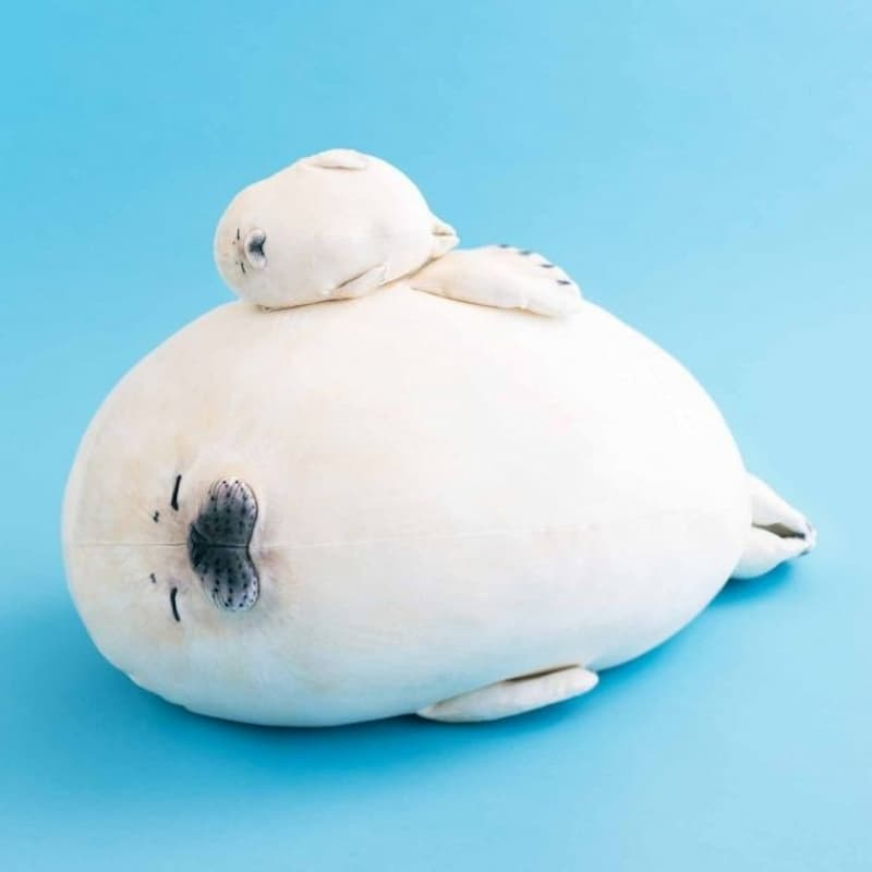 【現貨】FELISSIMO×YOU+MORE 滾圓軟Q 花斑海豹 收納包 大抱枕♡萌獸動物園♡