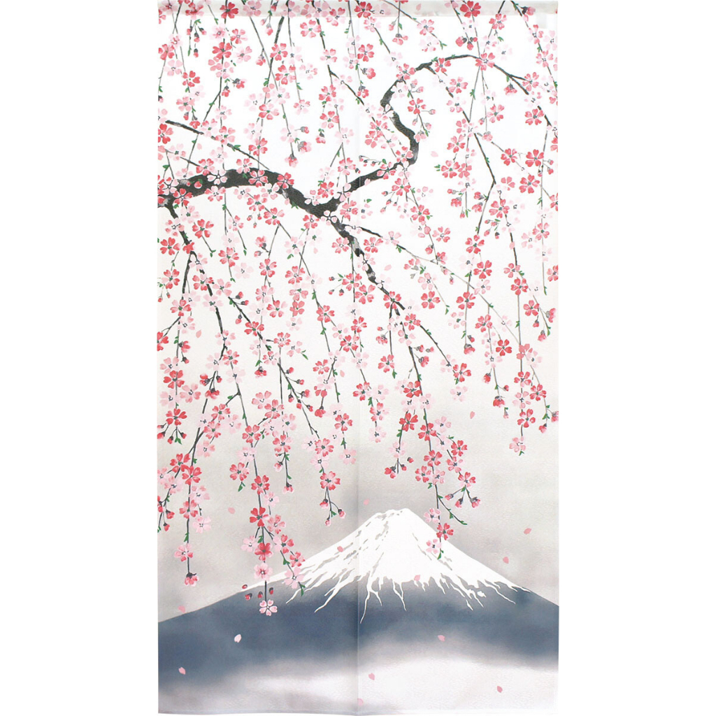 【現貨】日本製 門簾 特選圖案 支垂櫻與富士山