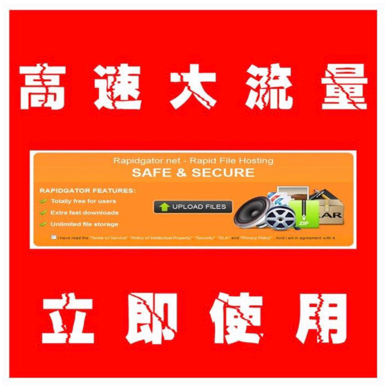 Rapidgator RG白金帳號 閃電租借 自訂用