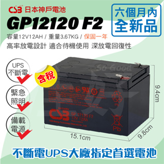 佳好電池 全新含稅 CSB GP12120 12V12AH 不斷電系統APC smart 1000 指定專用電池 蓄電力