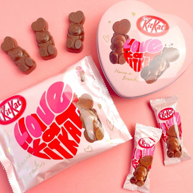 現貨 日本 情人節 期間限定 KITKAT告白小熊造型巧克力 巧克力一包6入 12入 愛心鐵盒7入裝