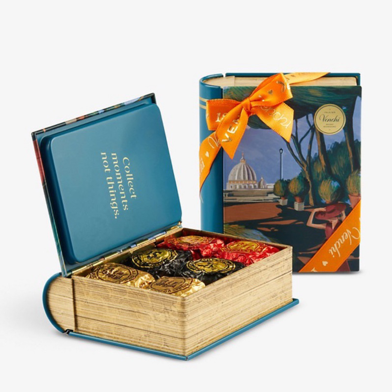 Venchi 魚子方巧克力禮盒 夢想羅馬迷你書本鐵盒巧克力 空盒