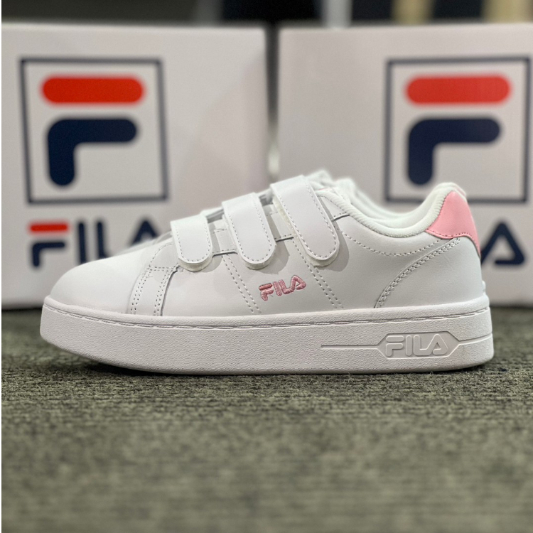 FILA 女厚底平底鞋 魔鬼氈 皮革 白粉 休閒鞋 4-C302X-115 台灣公司貨 現貨 原價2480