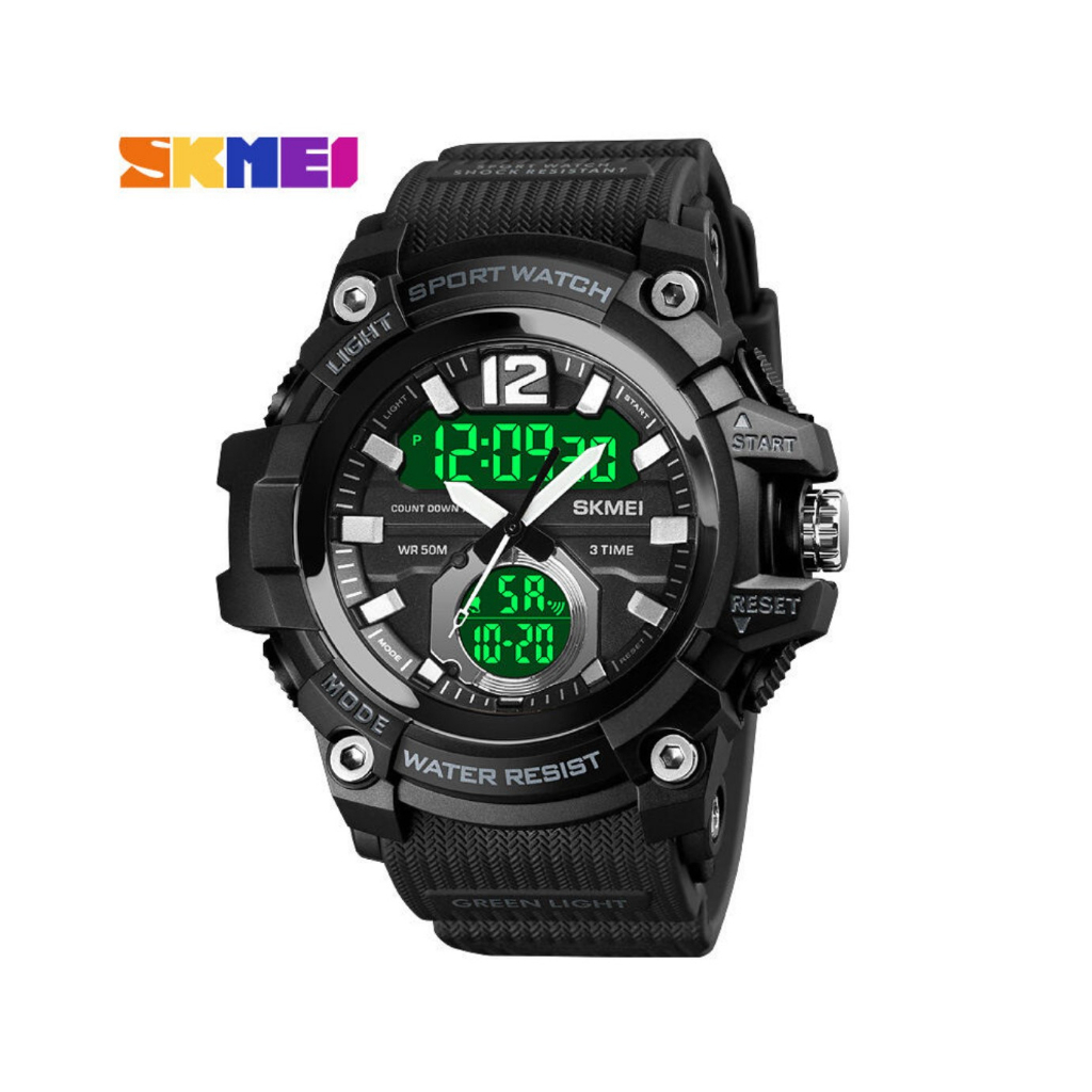 SKMEI 時刻美1725BK 黑色 多功能 防水 雙顯 電子錶 運動錶