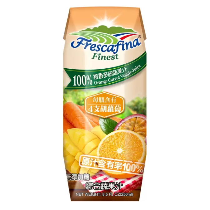 嘉紛娜 100% 橙香多酚蔬果汁 250毫升 X 1入