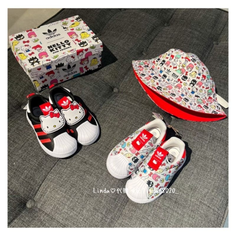 Linda❤️代購 Adidas HELLO KITTY 360 三麗鷗 sanrio 童鞋 HQ4091 黑 白