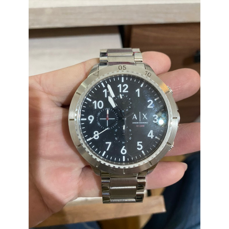 Armani ExchangeAX 手錶腕錶 阿曼尼 鋼錶帶 三眼 大鏡面 AX1750 黑色 BG34