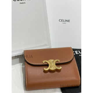 Celine 焦糖色光滑羊皮TRIOMPHE短夾