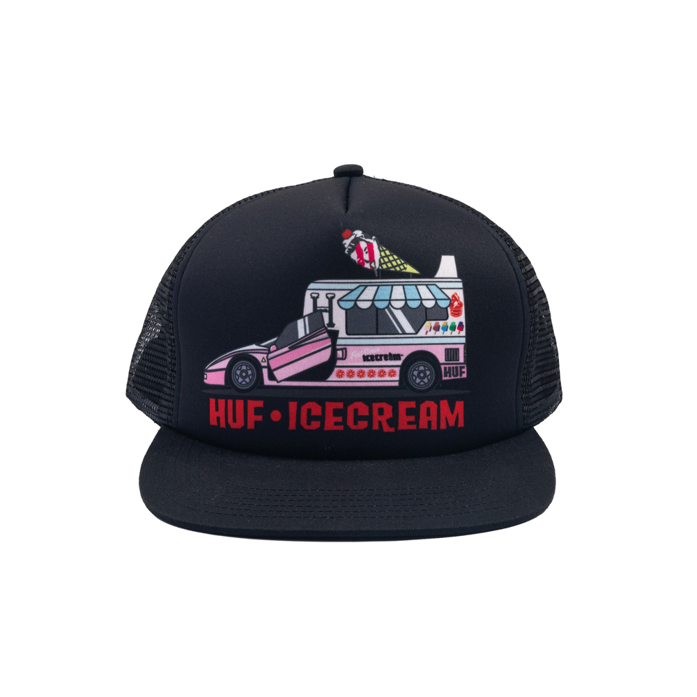 ICECREAM X HUF FAST SERVE TRUCKER HAT 聯名網帽 黑