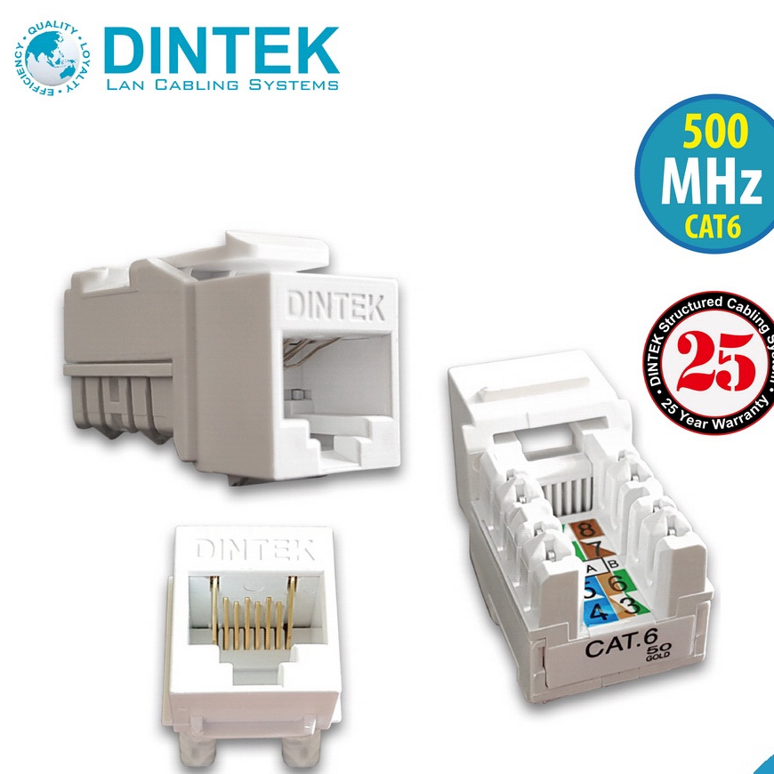 【DINTEK】Cat.5e Cat.6 Cat.6A KeyStone Jack 90度無遮蔽 資訊插座 E-Jack