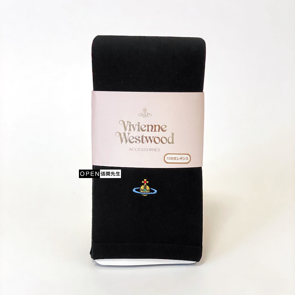 MOMOWOOモモウゥ｜Vivienne Westwood 基本款刺繡土星 10分丈內搭褲－黑色