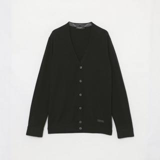 BURBERRY 日本黑標 CRESTBRIDGE 袖口反摺經典黑格紋 羊毛 開襟針織衫．針織外套．黑色