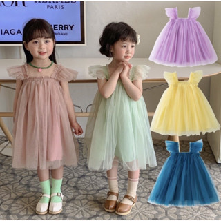 【臺灣出貨】新款飛袖紗裙夏季可愛款式 女童裙子 紗裙 禮服 女寶寶連衣裙 仙女蓬蓬裙 吊帶連衣裙 公主裙生日裙