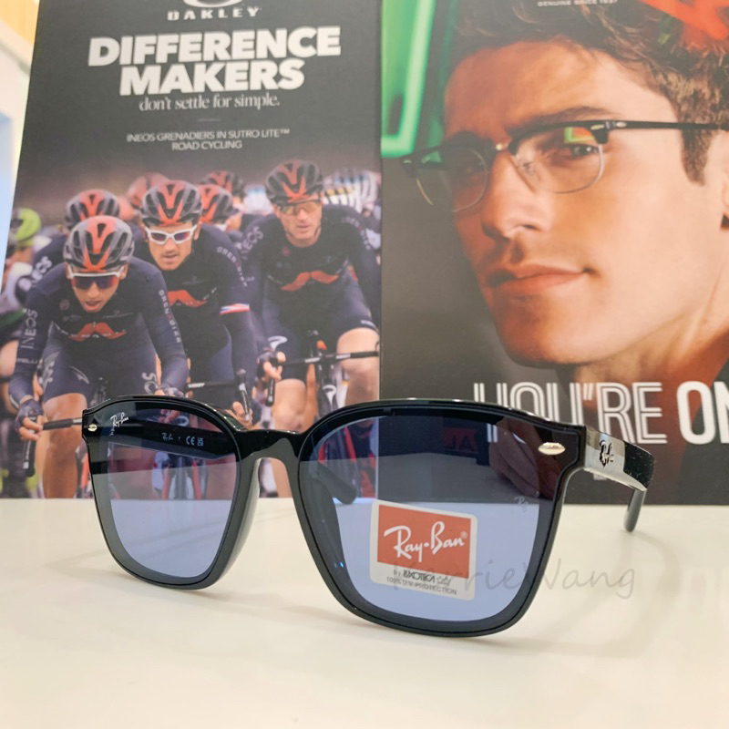 RayBan 雷朋 黑色經典個性方框太陽眼鏡 RB4392D 601 80淺灰藍鏡片 公司貨 4392茄子蛋 黃奇斌同款