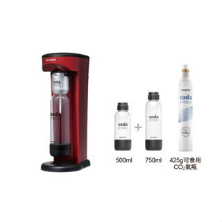 SHARP夏普 Soda Presso 氣泡水機 (2水瓶+1氣瓶) CO-SM1T-R(番茄紅) 打氣頭可輕鬆拆卸