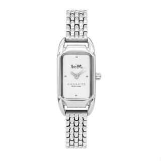 COACH | Cadie系列 經典小馬車Logo不鏽鋼錶帶 方型腕錶 / 白鋼 14504035
