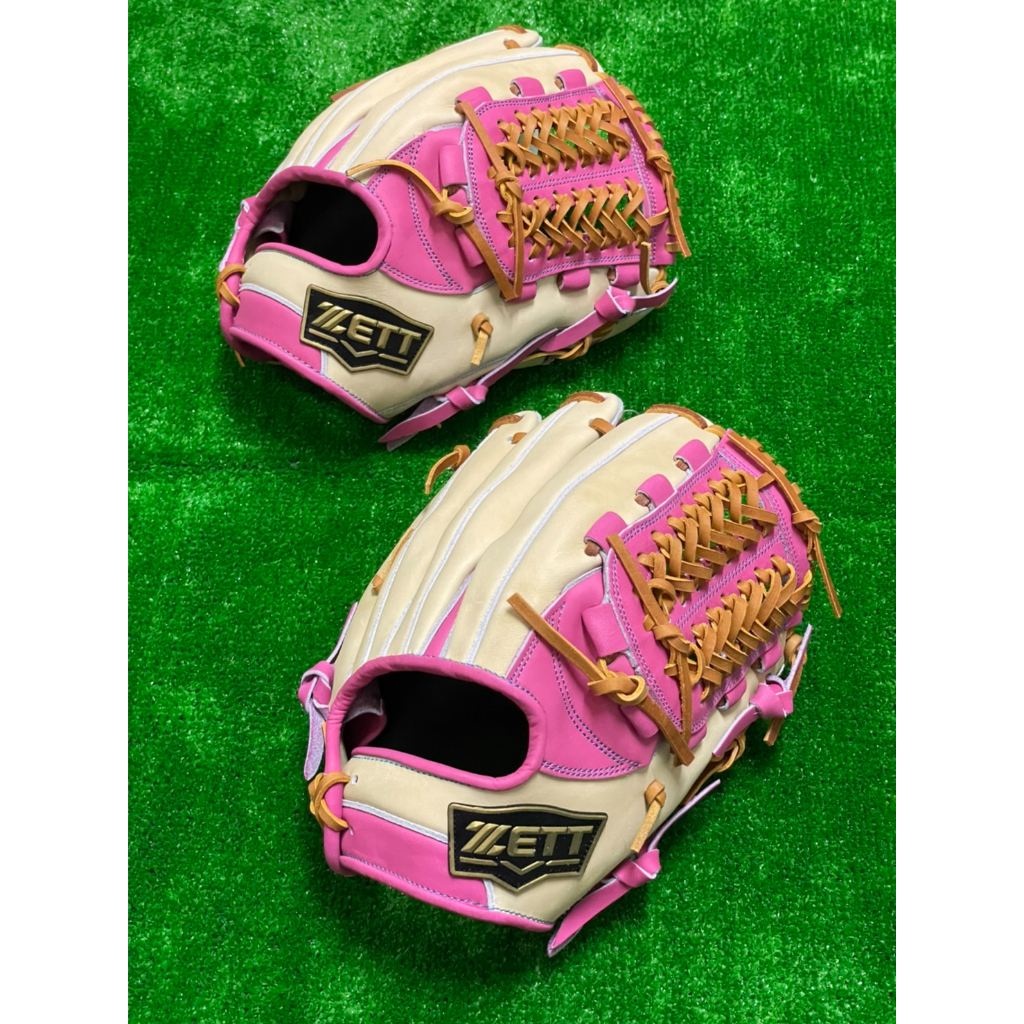 棒球世界ZETT SPECIAL ORDER 訂製款棒壘球手套特價內野網L7檔12吋奶油粉色