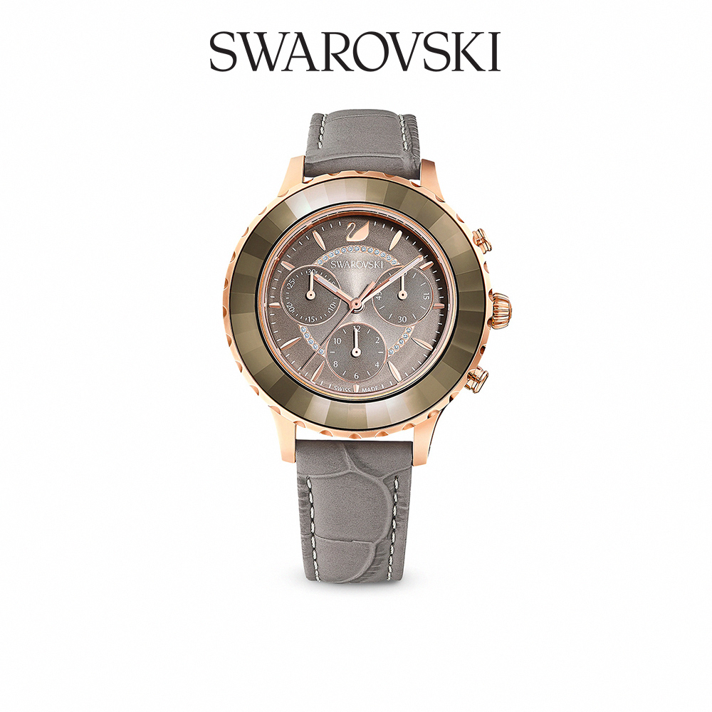 SWAROVSKI 施華洛世奇 Octea Lux Chrono 玫金色奢華深灰手錶