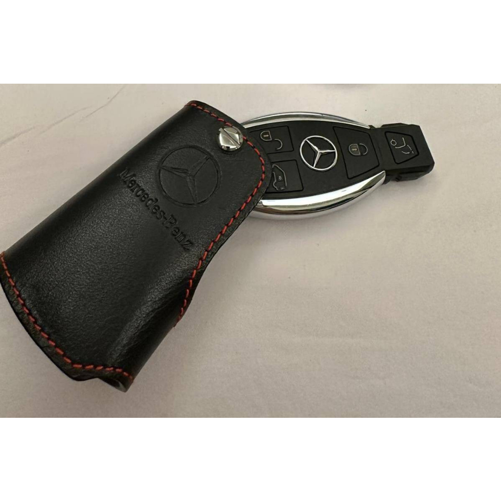Mercedes Benz 賓士 原廠精品皮套 鑰匙皮套 保護套 鑰匙保護套 紅線有字款