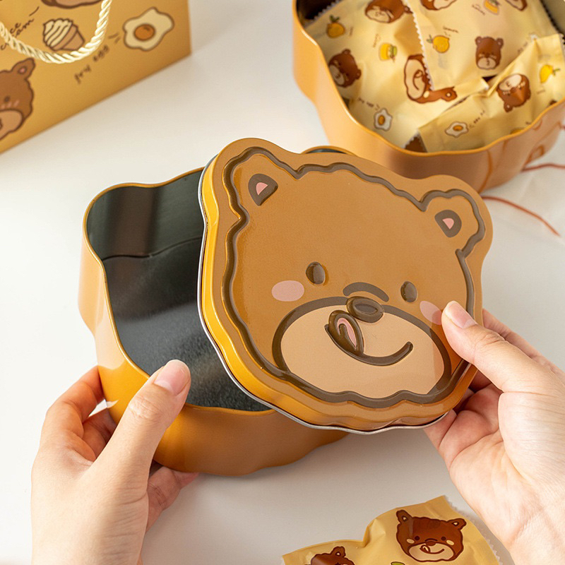 小熊鐵盒加厚烘焙甜點零食包裝儲物罐餅乾曲奇鐵盒